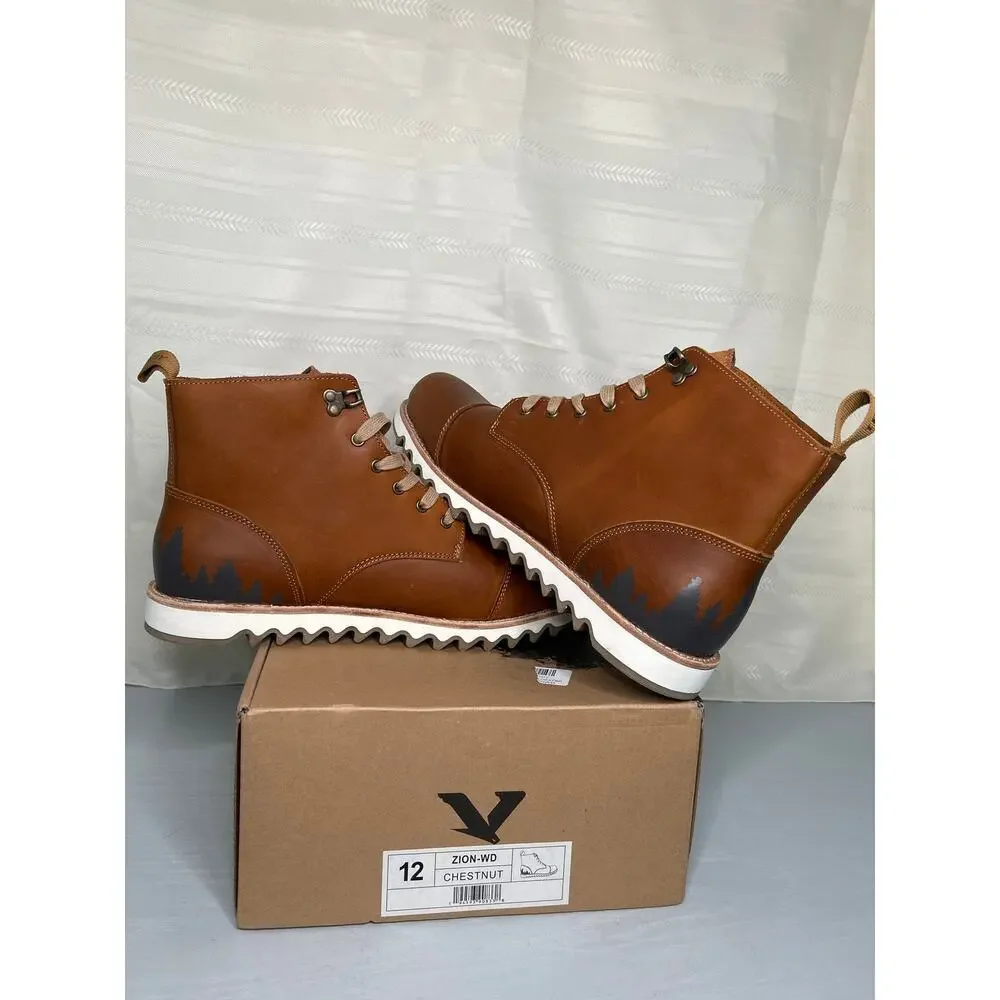 Territory Zion Men's Hiking Boot Chestnut Leather Water Resistant Size 12 NEW